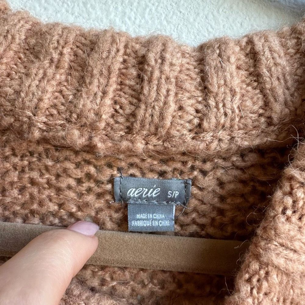 Aerie Big Sky Cozy Pink Tan Mauve Oversized Sweater Size Small cozy Relaxed - Picture 4 of 7